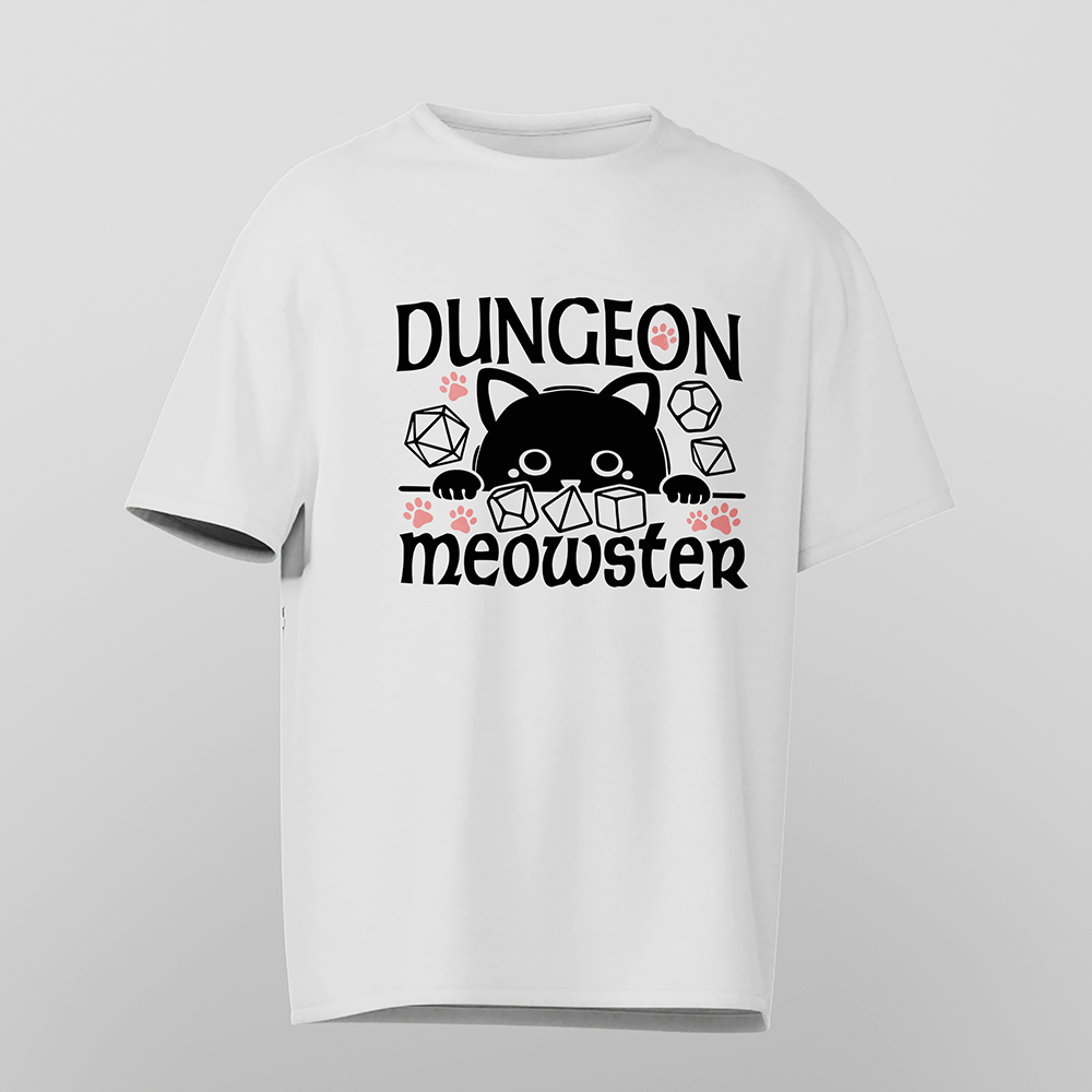 D&D T-Shirt, Dungeon Meowster, Light Cotton, Unisex