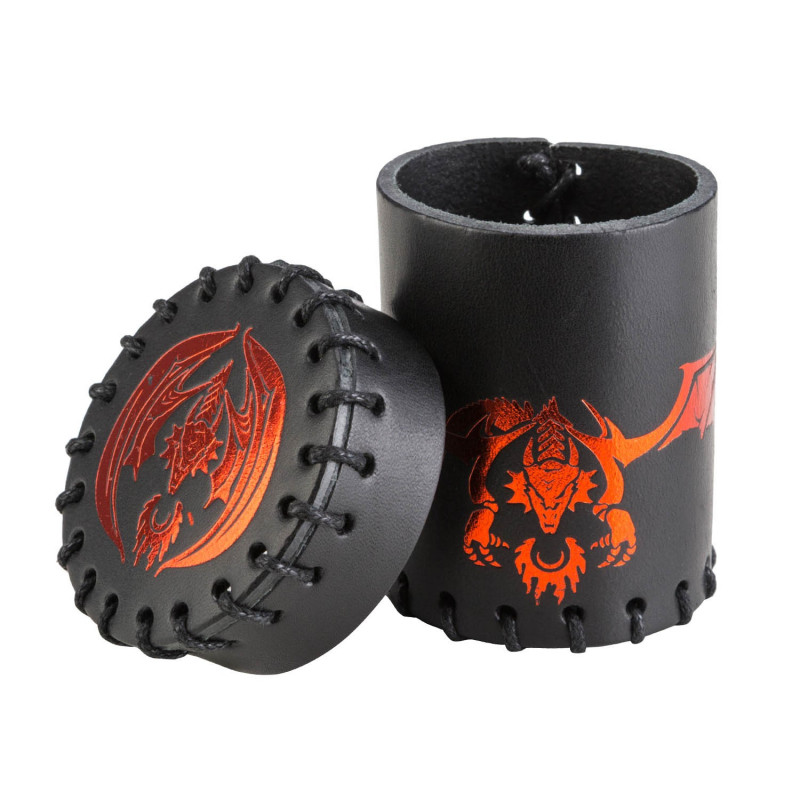 Flying Dragon Black & Red Natural Leather Dice Cup