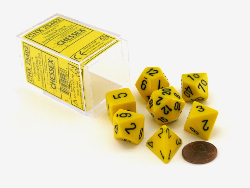 Set 7 Zaruri Chessex ~ Galben Opac/Negru