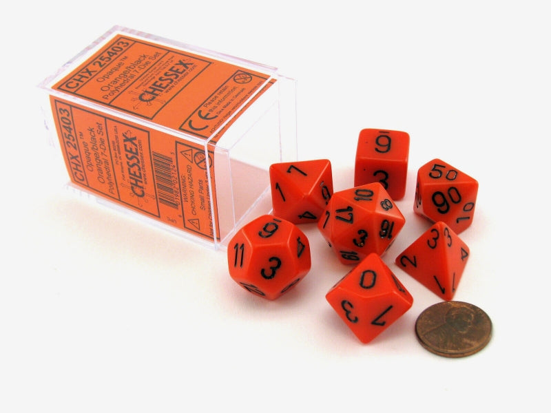 Set 7 Zaruri Chessex ~ Portocaliu Opac/Negru