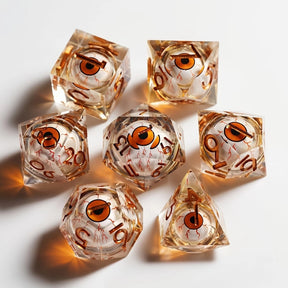 Psycho Mode 7-piece eyeball dice set on white