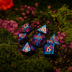 Metal dice set 05, blue and pink dragon scale, photo 10