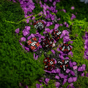 Metal dice set 07, black, with red claw marks, photo 3