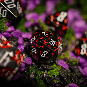 Metal dice set 07, black, with red claw marks, photo 4