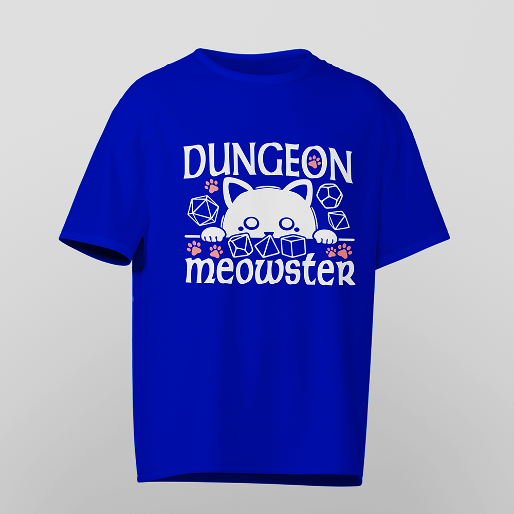 D&D T-Shirt, Dungeon Meowster, Light Cotton, Unisex