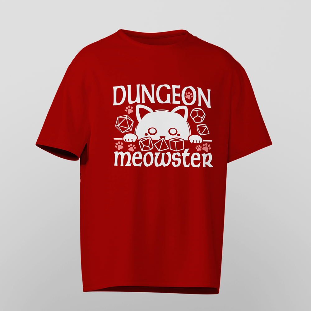 D&D T-Shirt, Dungeon Meowster, Light Cotton, Unisex