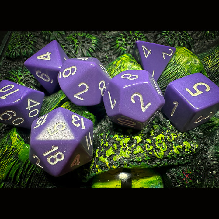Set 7 Zaruri Chessex ~ Opaque Purple/White