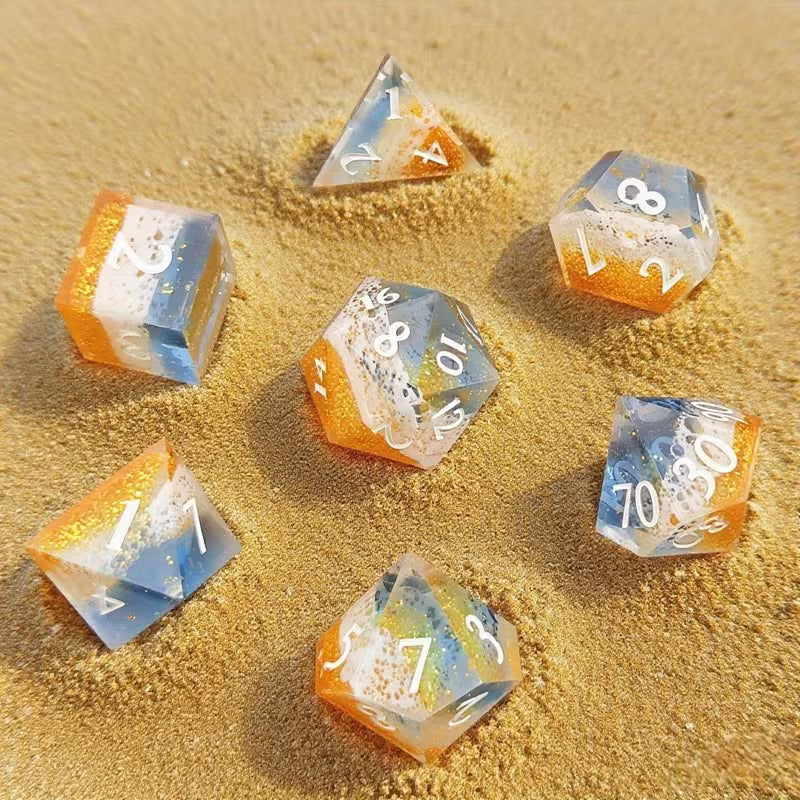 Tropical Waves Dice Set + Velvet Bag