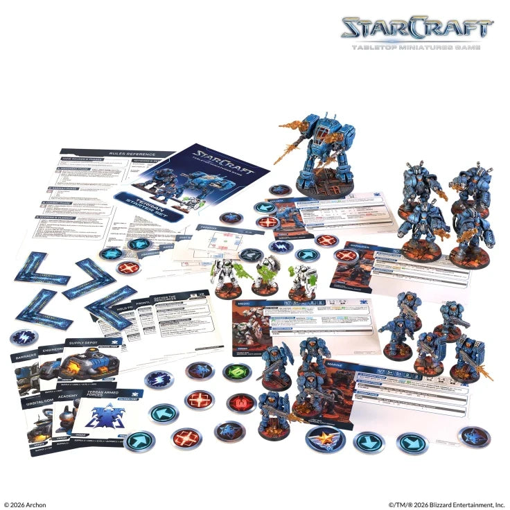 StarCraft Terran Starter Set, everything in the box laid out