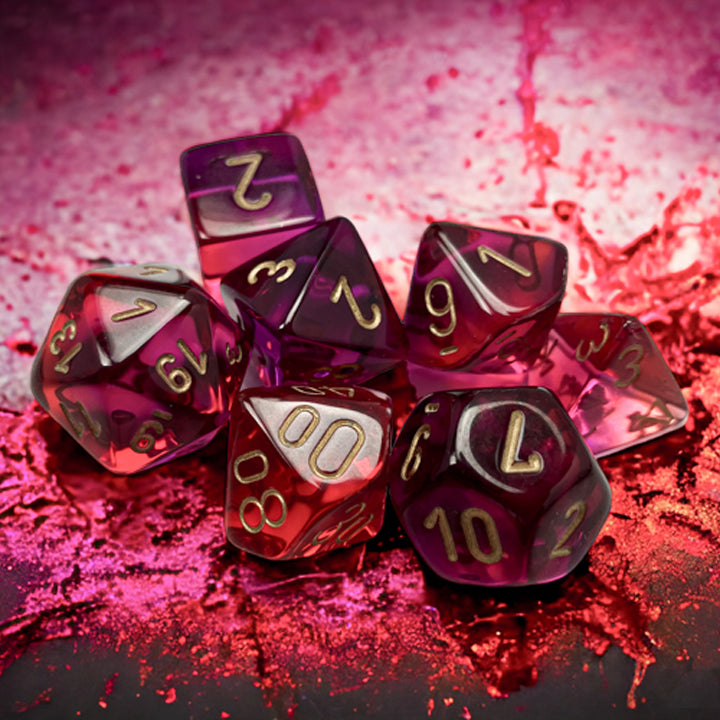 7 Zaruri Chessex, Gemini Translucent Red-Violet/Gold