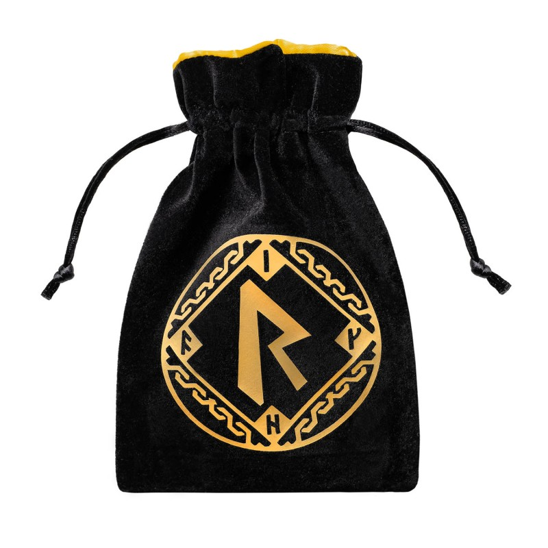 Runic Black & Golden Velour Dice Bag