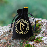 Runic Black & Golden Velour Dice Bag