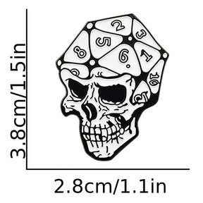 D20 Skull, TTRPG, Metal Pin