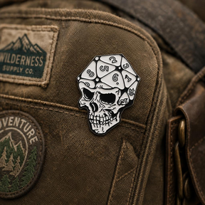 D20 Skull, TTRPG, Metal Pin