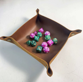 Square Dice Tray, Natural leather