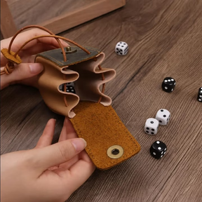 Magnetic Dice Pouch, Natural Leather