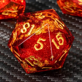 Gilded Ember Dice Set + Velvet Bag