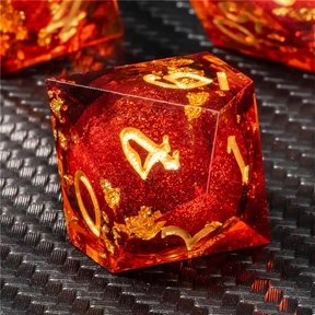 Gilded Ember Dice Set + Velvet Bag