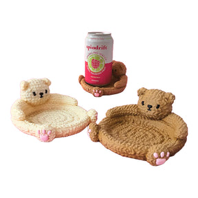 Knitted Bear Coasters Set (2 pcs)