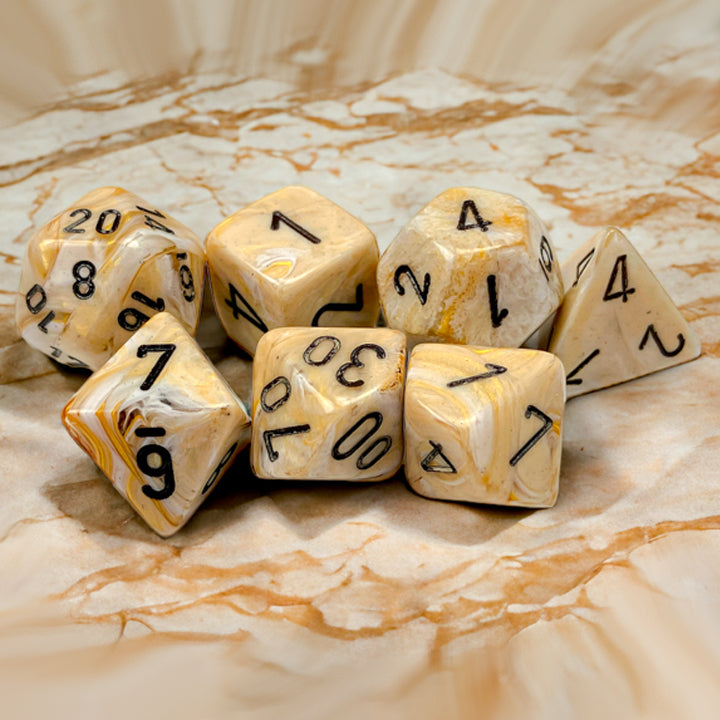 Set 7 Zaruri D&D ~ Marble Ivory/Black