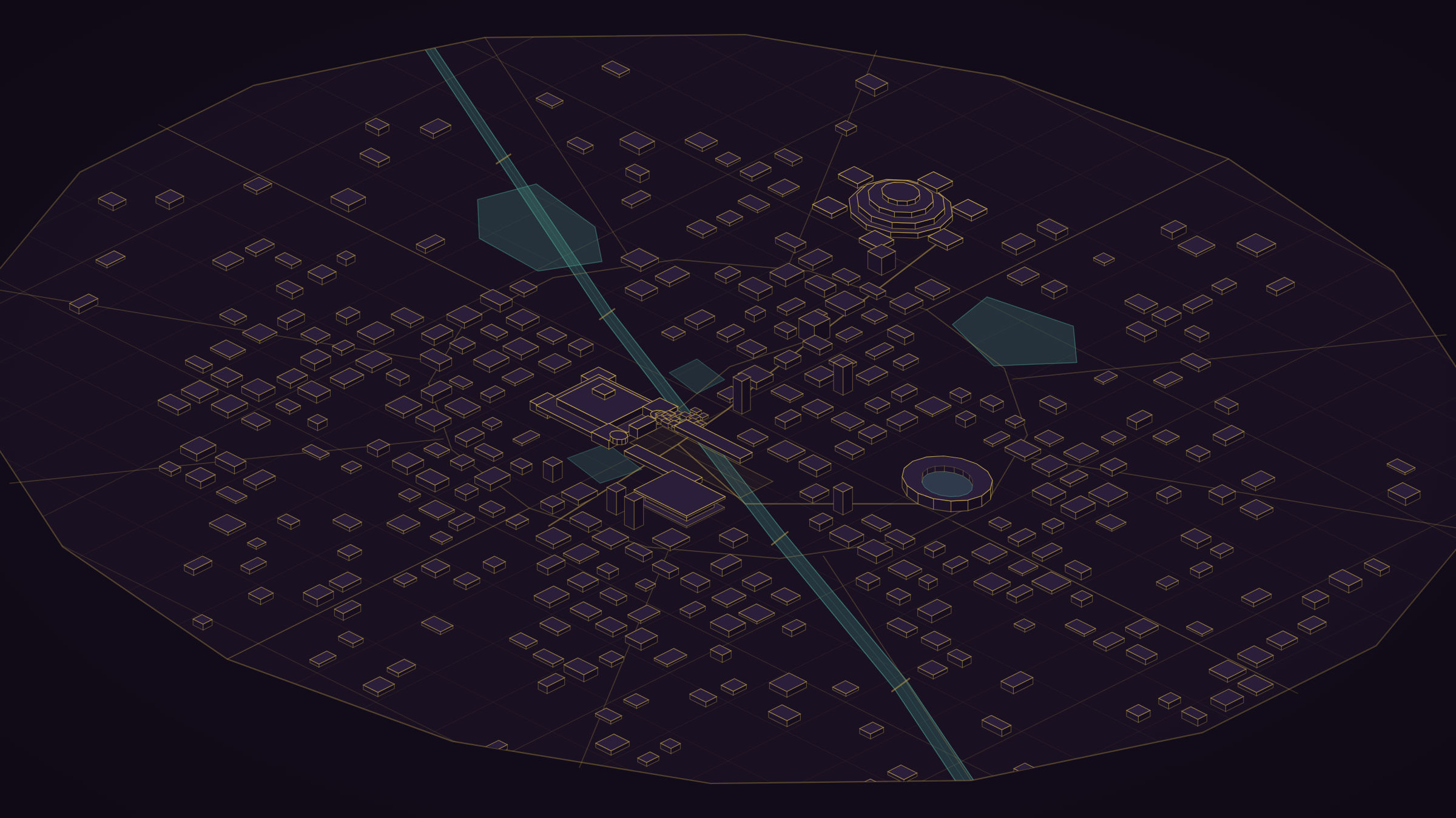 Isometric line map of Bucharest marking the venues where Nerd Castle exhibits