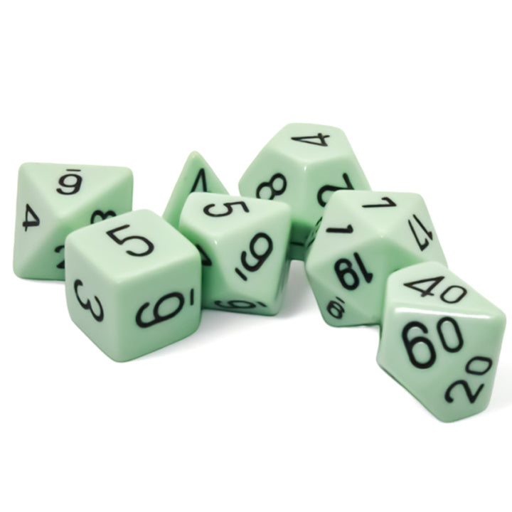 Set 7 Zaruri Chessex, Opaque Pastel Green/Black