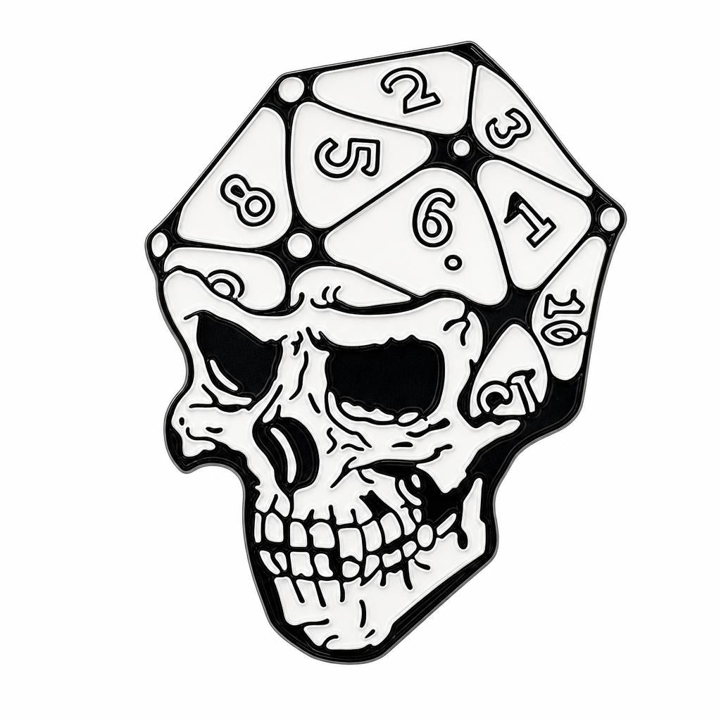 D20 Skull, TTRPG, Pin